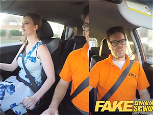 faux Driving school Nerdy red-haired teenage student